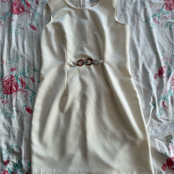Vintage White Sleeveless Dress Jason Cody USA Size 10P 80s Fashion Waist Detail - Picture 2 of 5